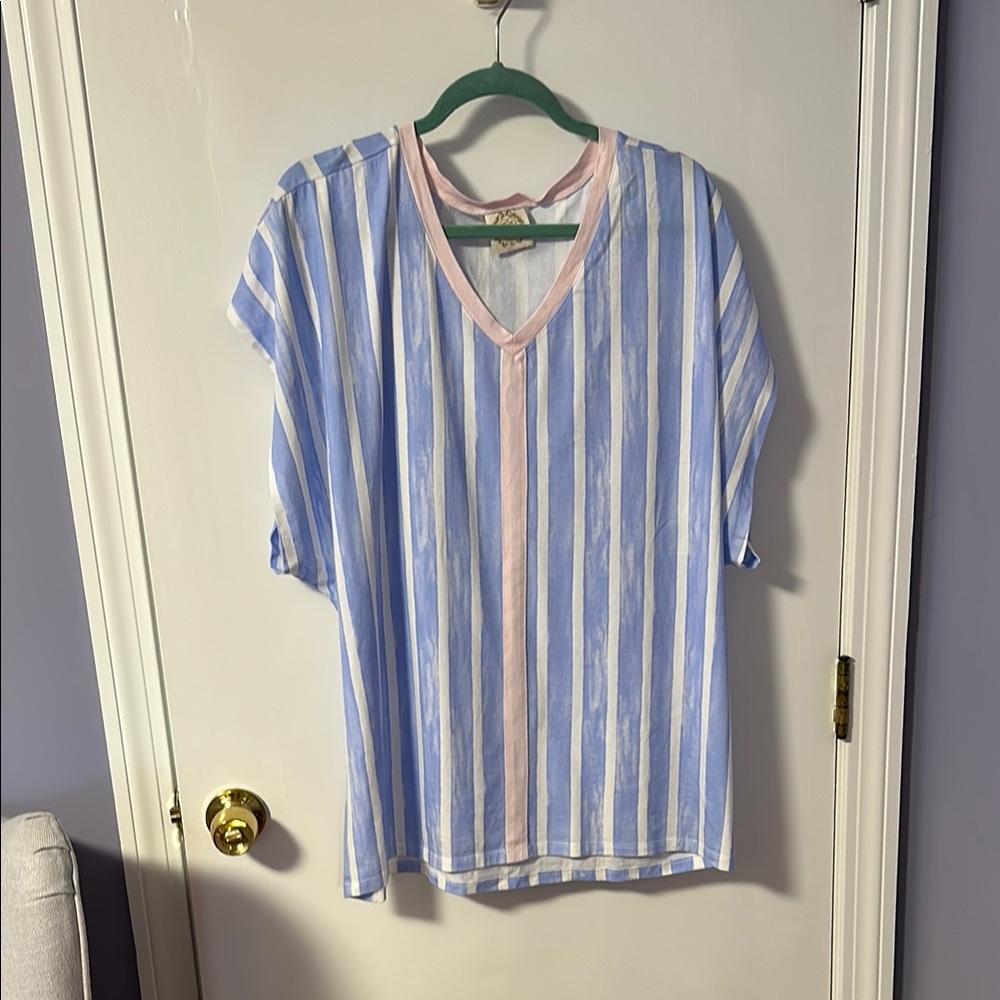 The Beaufort Bonnet Company light Blue and white Striped Swim Coverup